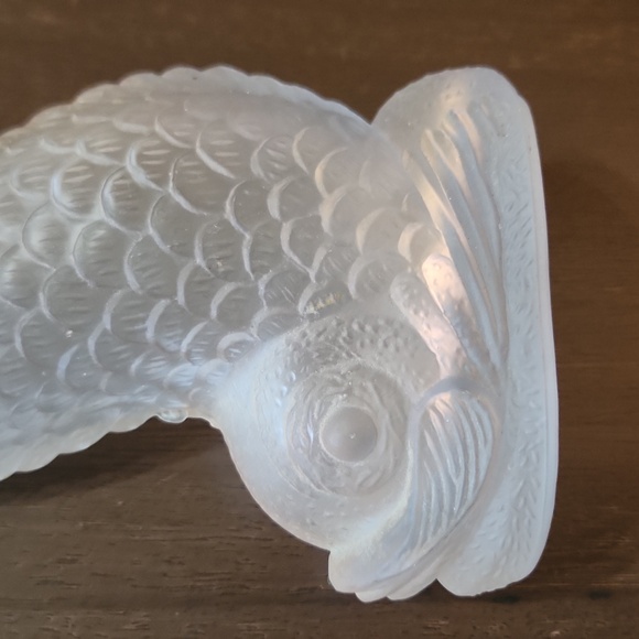 Mid Century Frosted Glass Vintage Koi Candlestick Holder Bud Vase - Picture 3 of 6